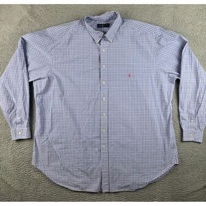Polo Ralph Lauren Long Sleeve Button Down Shirt Mens 3XLT Tall Blue Check